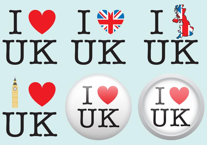 I Love UK Badge Vectors