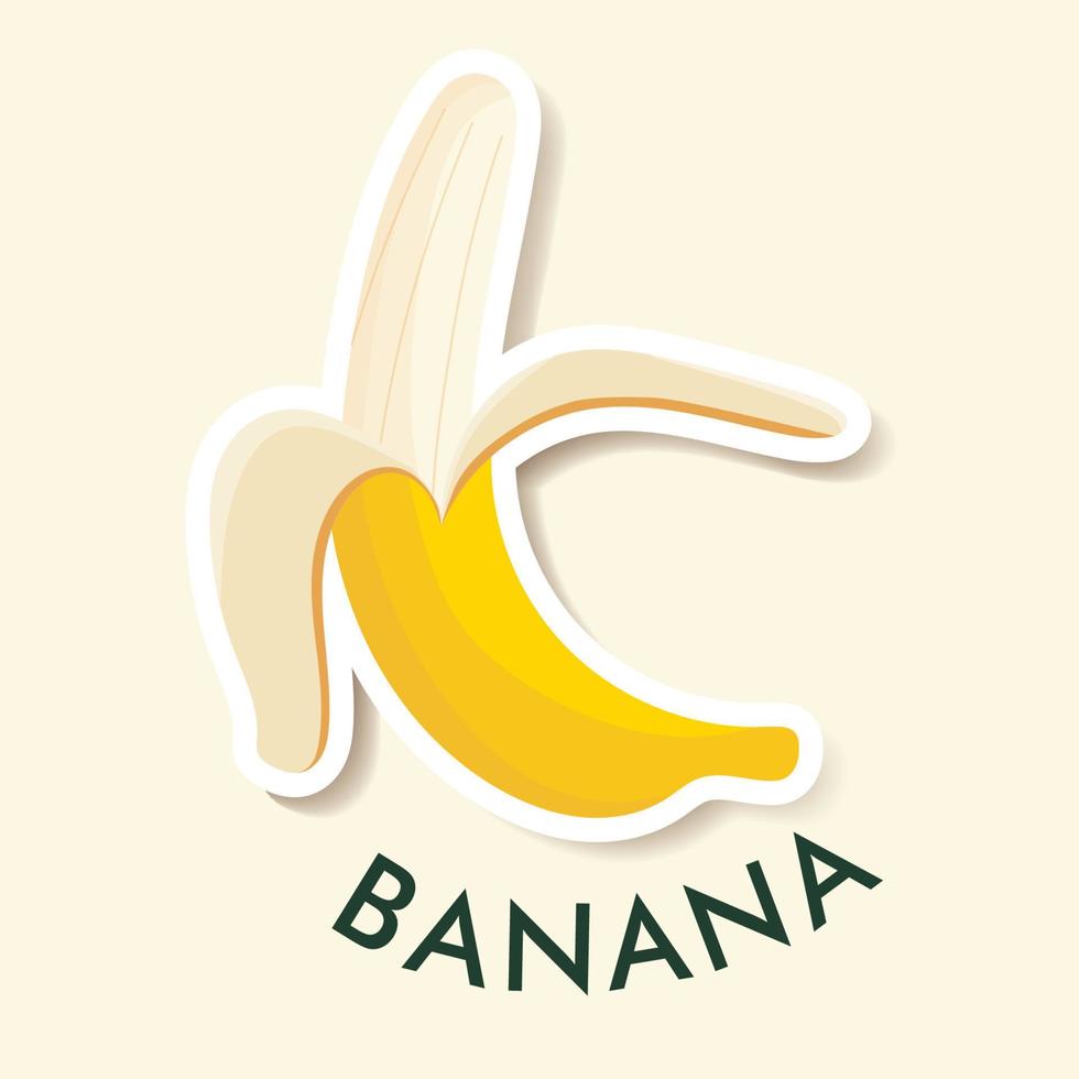 illustration plate de banane isolée sur fond. icône simple pour le menu, recettes de smoothies. objet autocollant vecteur