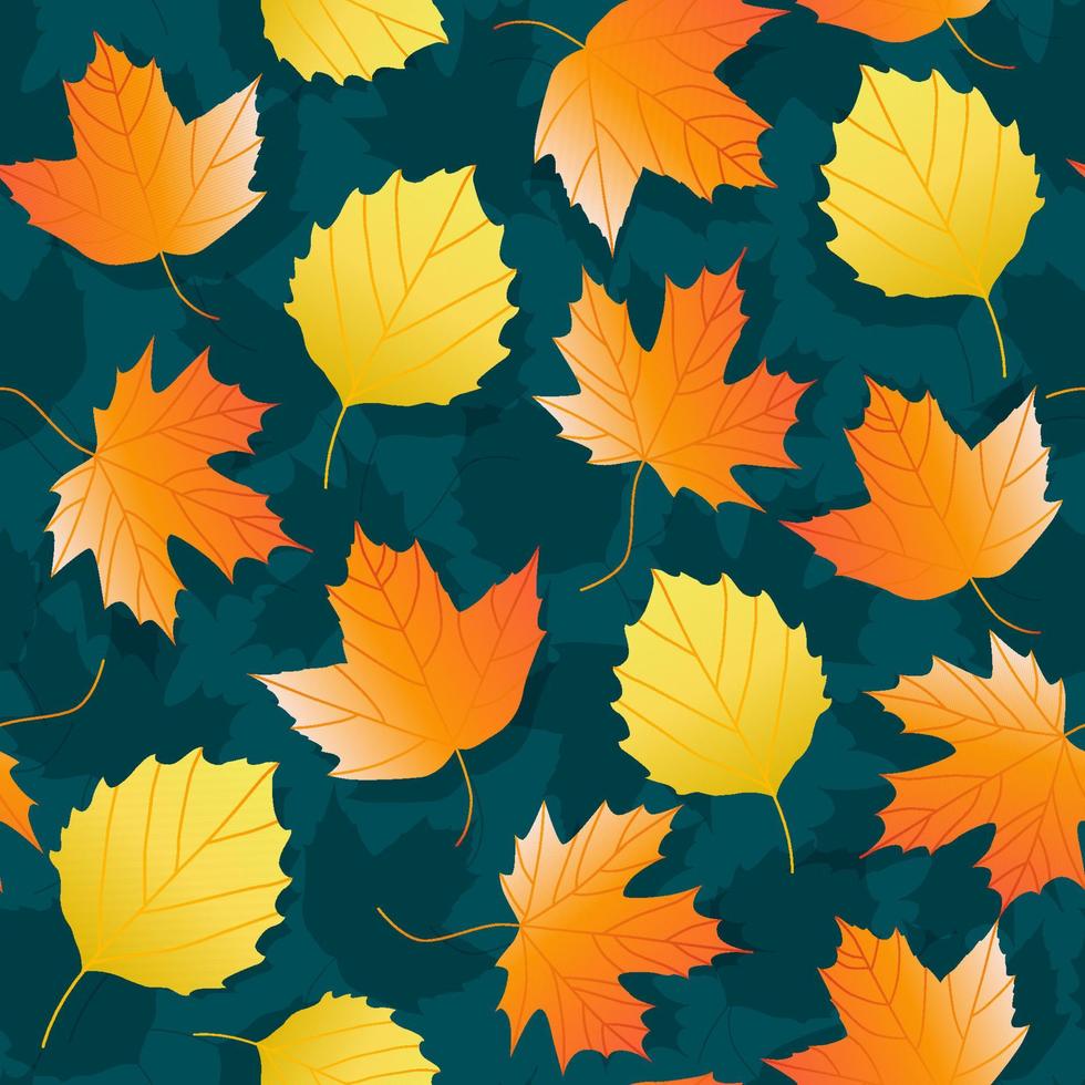 motif de variété de feuilles d'automne colorées à la mode. illustrations vectorielles pour le web, l'application et l'impression. formes élégantes feuilles d'érable et de chêne isolées floristiques. forêt, botanique, floral minimaliste vecteur