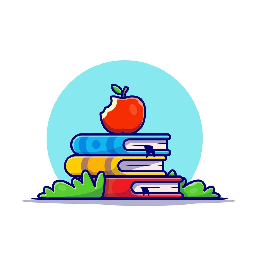 pomme sur illustration d'icône de vecteur de dessin animé de livre. concept d'icône d'éducation alimentaire isolé vecteur premium. style de dessin animé plat