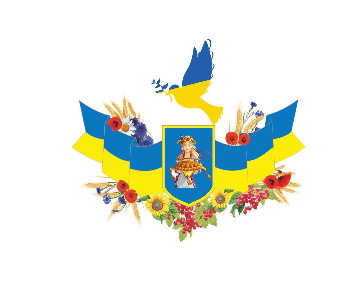 tournesol ukrainien drapeau oiseau ukraine vecteur