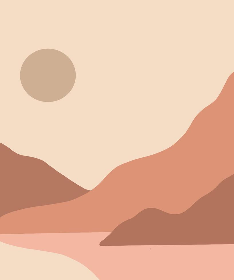 formes ondulées abstraites paysages de montagnes et de collines, paysages d'illustration vectorielle dans une palette de couleurs terreuses et en terre cuite vecteur