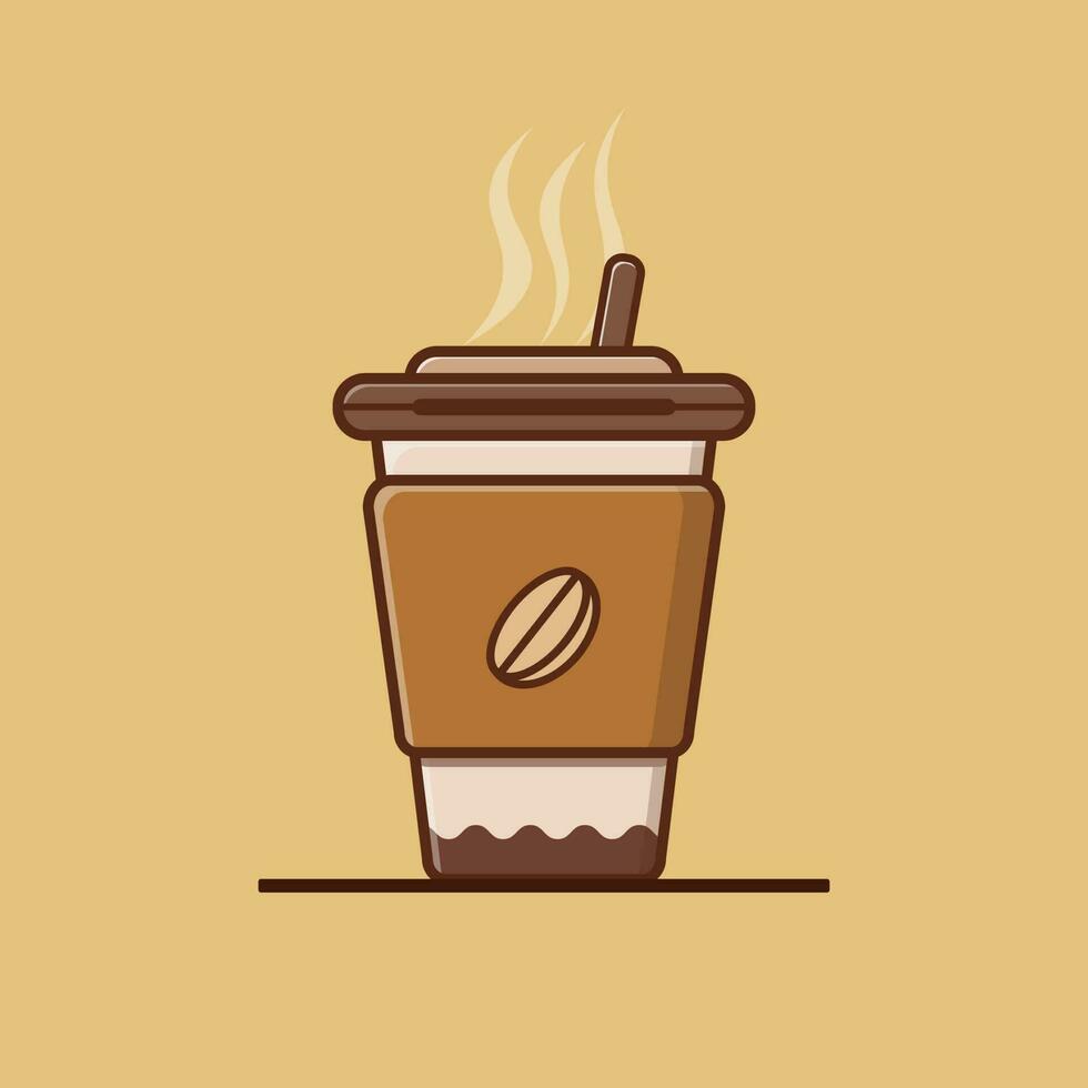 illustration d'icône vectorielle de café chaud dans une tasse. notion de boisson. design haut de gamme simple vecteur