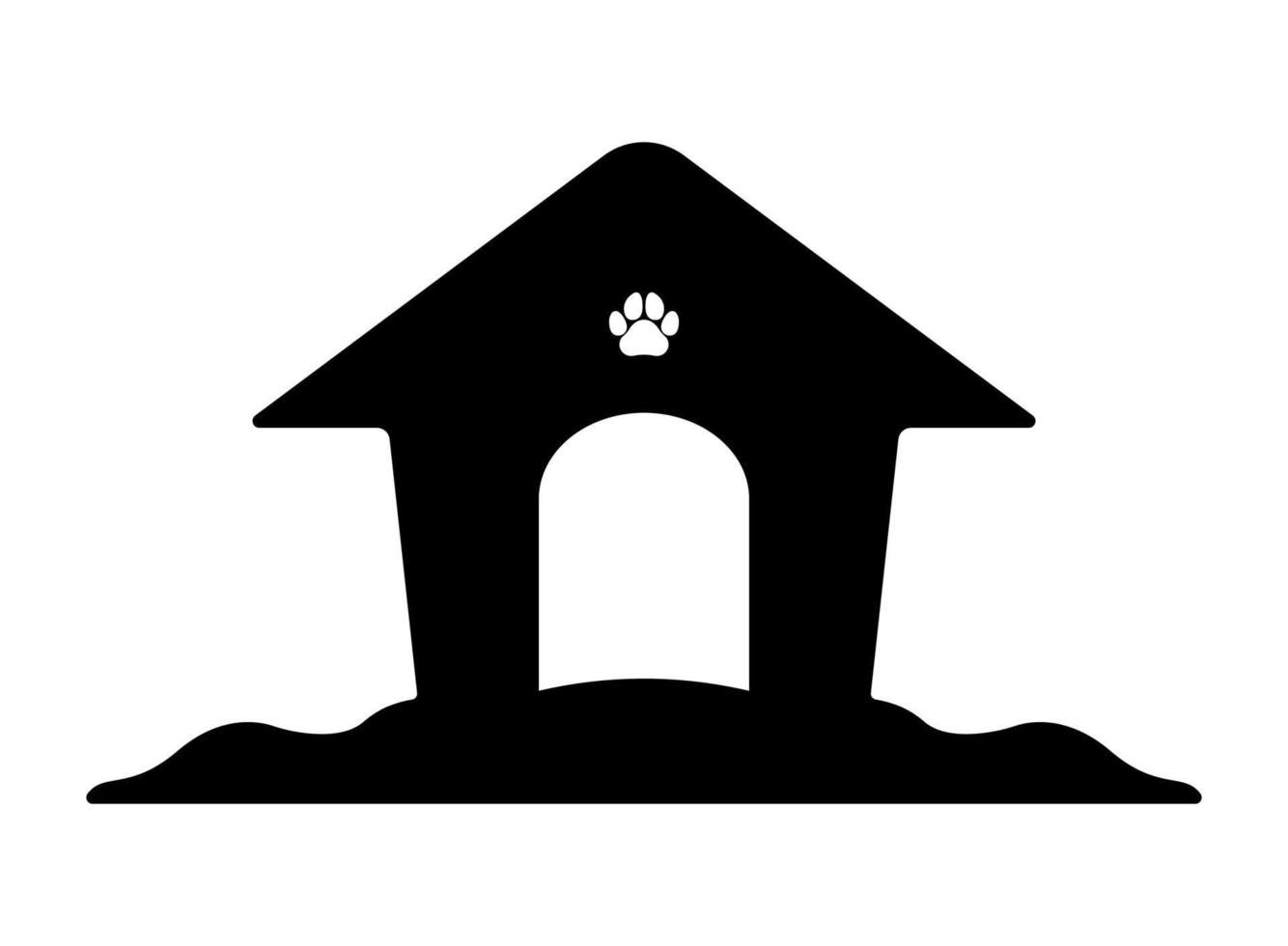 silhouette de maison de chien, illustration de refuge pour animaux de compagnie. vecteur