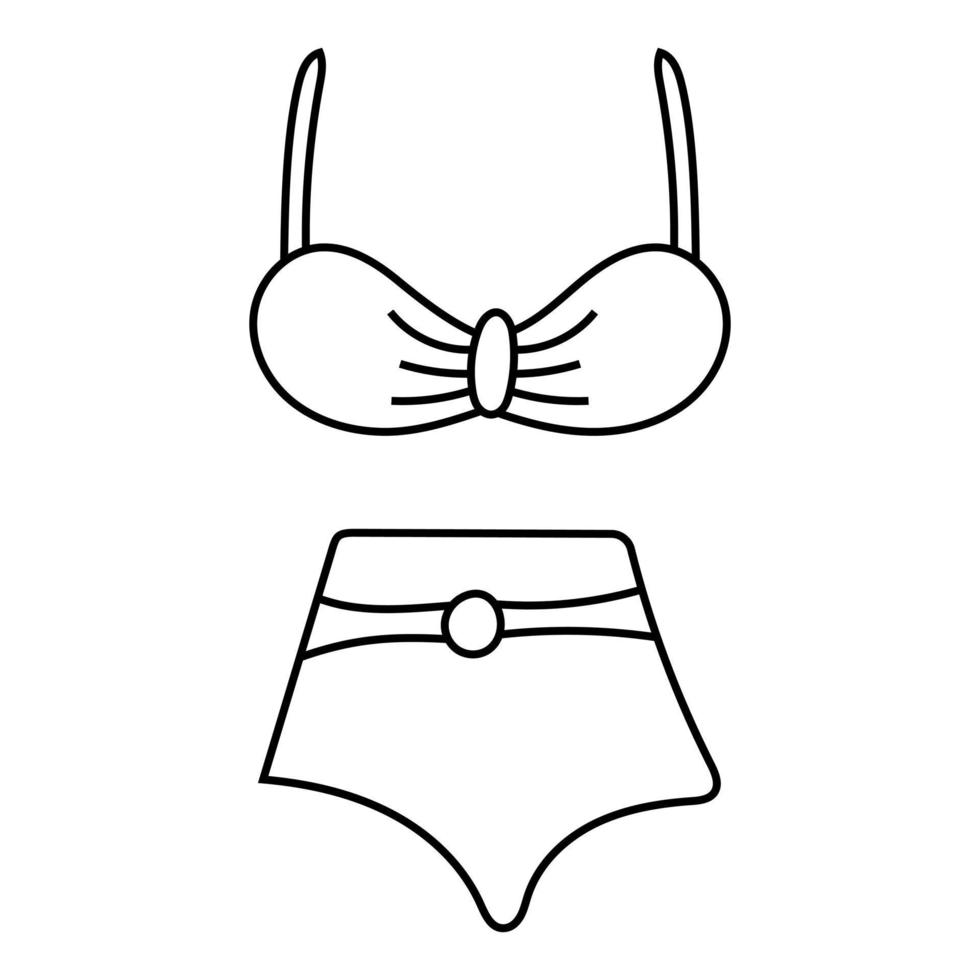 croquis de doodle de maillots de bain femme. isolé sur illustration vectorielle fond blanc. vecteur