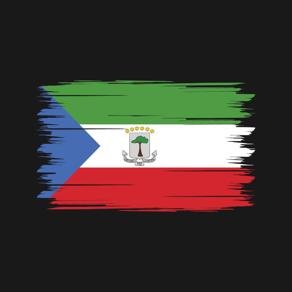 pinceau de drapeau de la guinée équatoriale. drapeau national vecteur