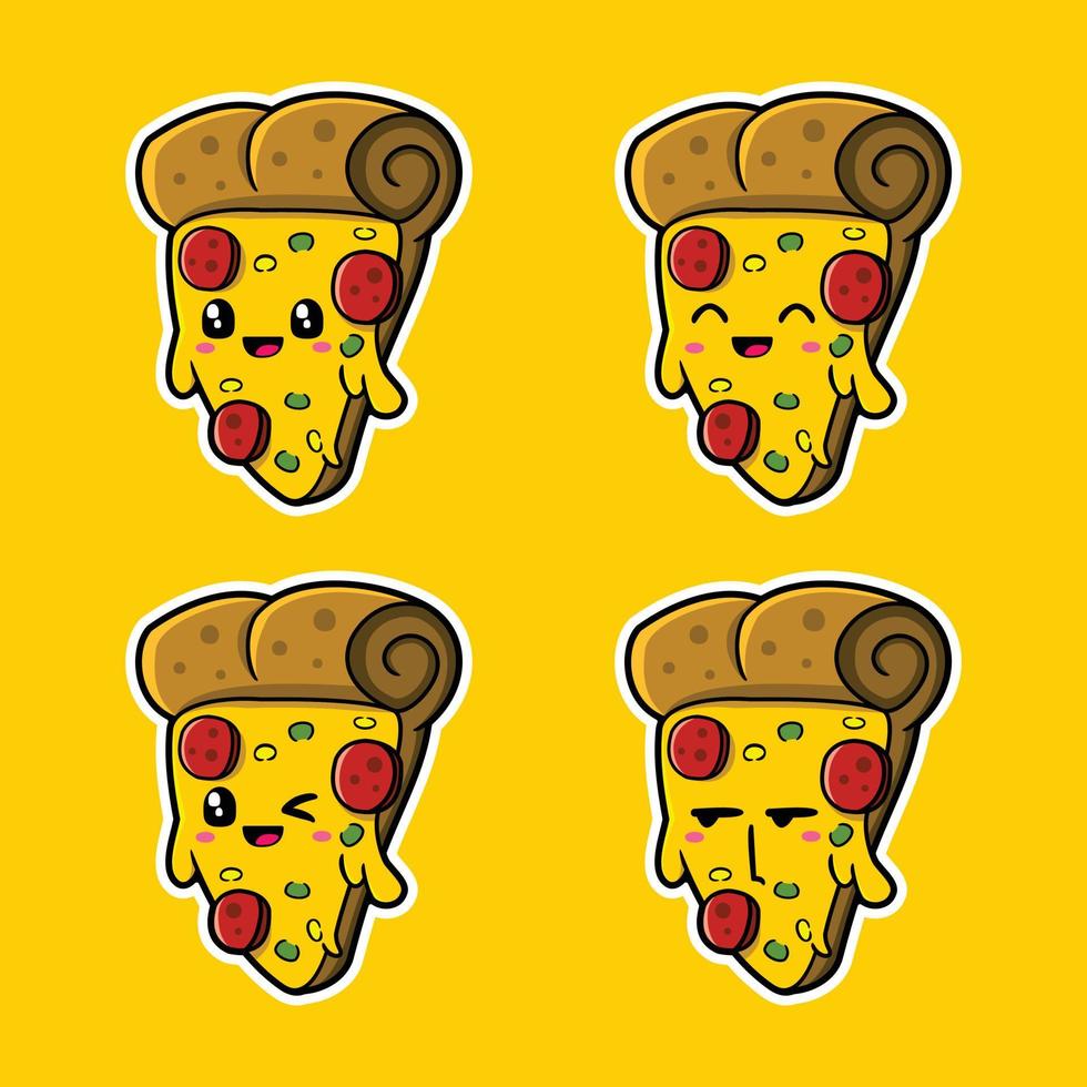 illustration vectorielle d'emoji pizza mignon vecteur