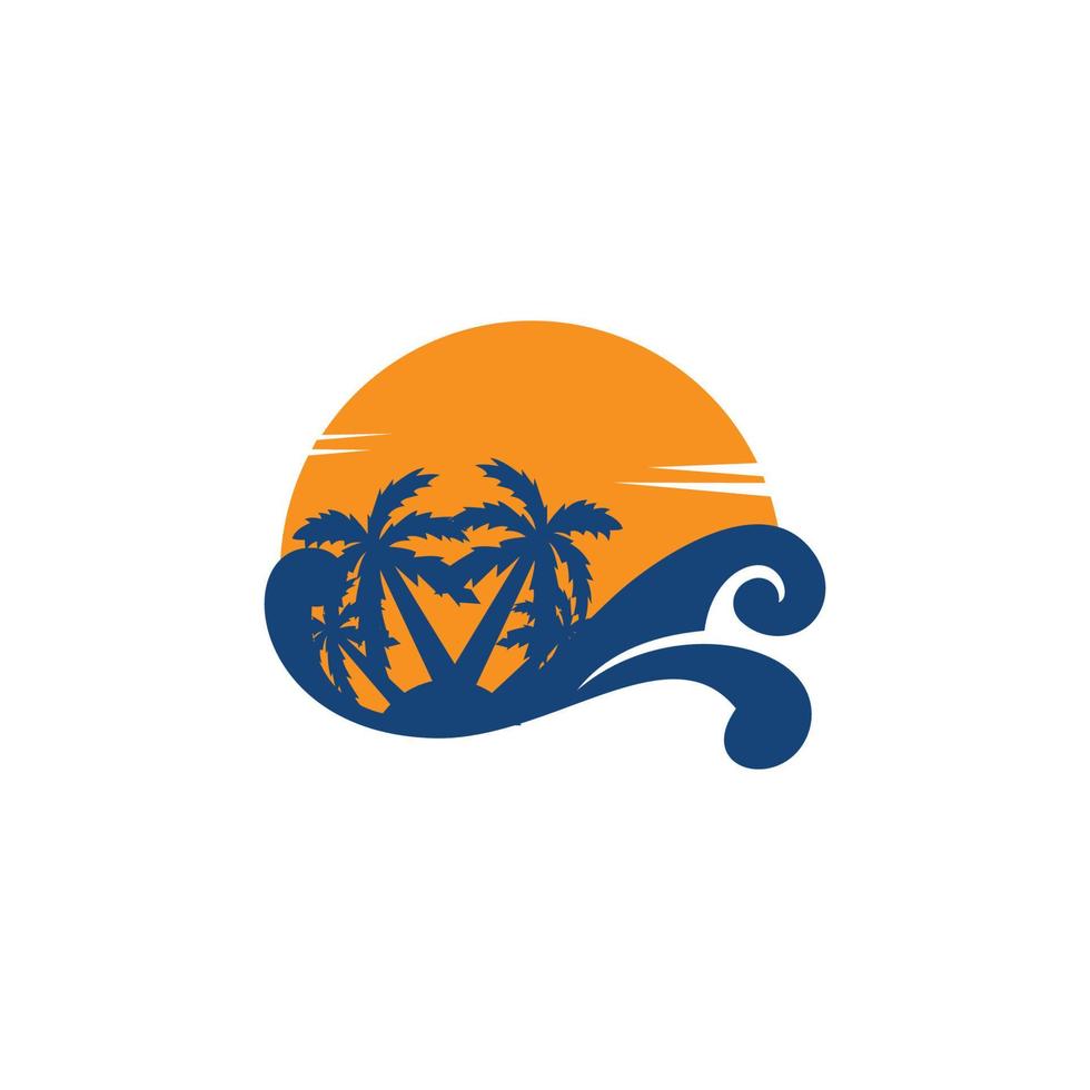 logo de coucher de soleil tropical. illustration typographique de vecteur heure d'été vacances