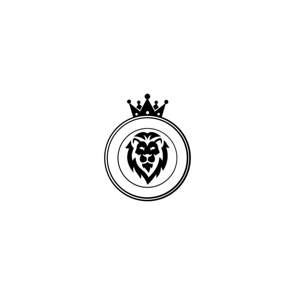 logo du roi lion et tête de lion et couronne avec vecteur de couronne de laurier.