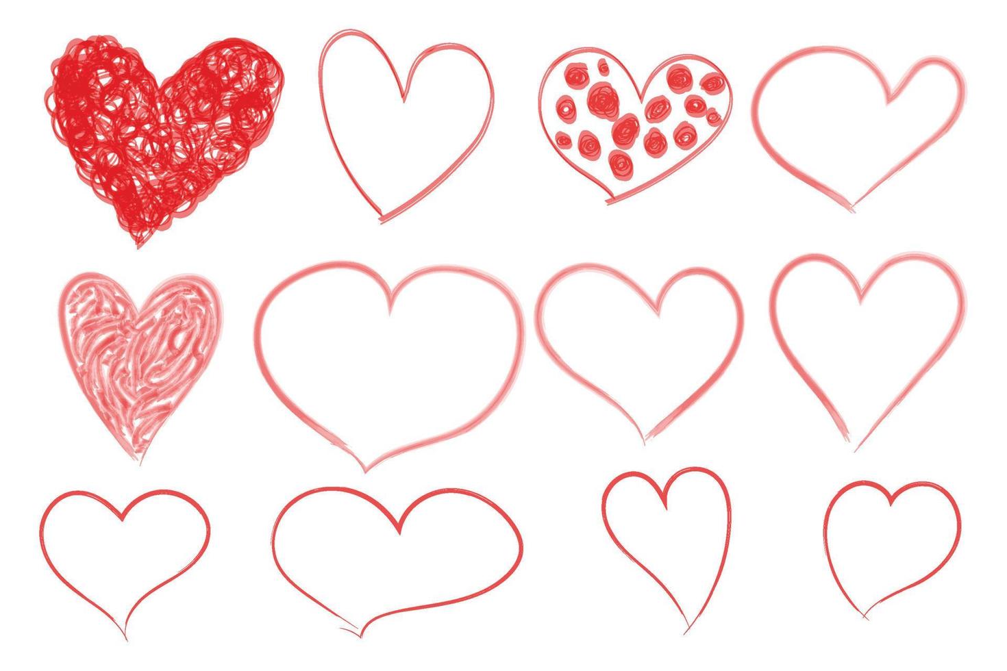 icône de coeur rouge dessiné à la main isolé sur fond blanc, vecteur d'illustration aquarelle, amour et Saint Valentin