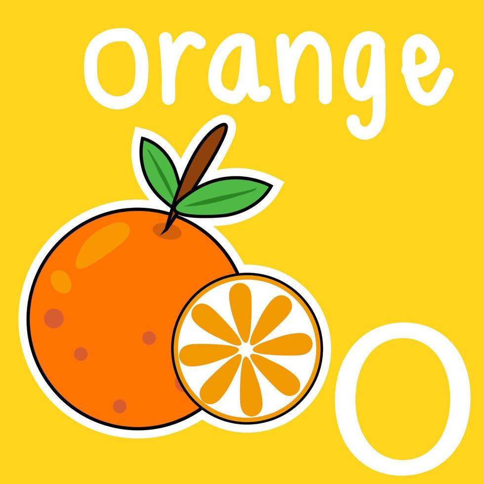 illustration de l'alphabet, une lettre blanche o et une orange. style de vecteur de dessin animé pour votre conception