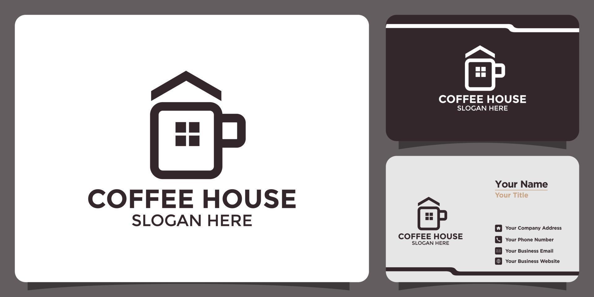 logo de conception de café avec carte de visite vecteur