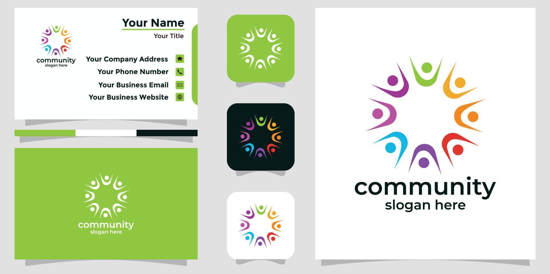 communauté de conception de logo moderne et carte de marque vecteur