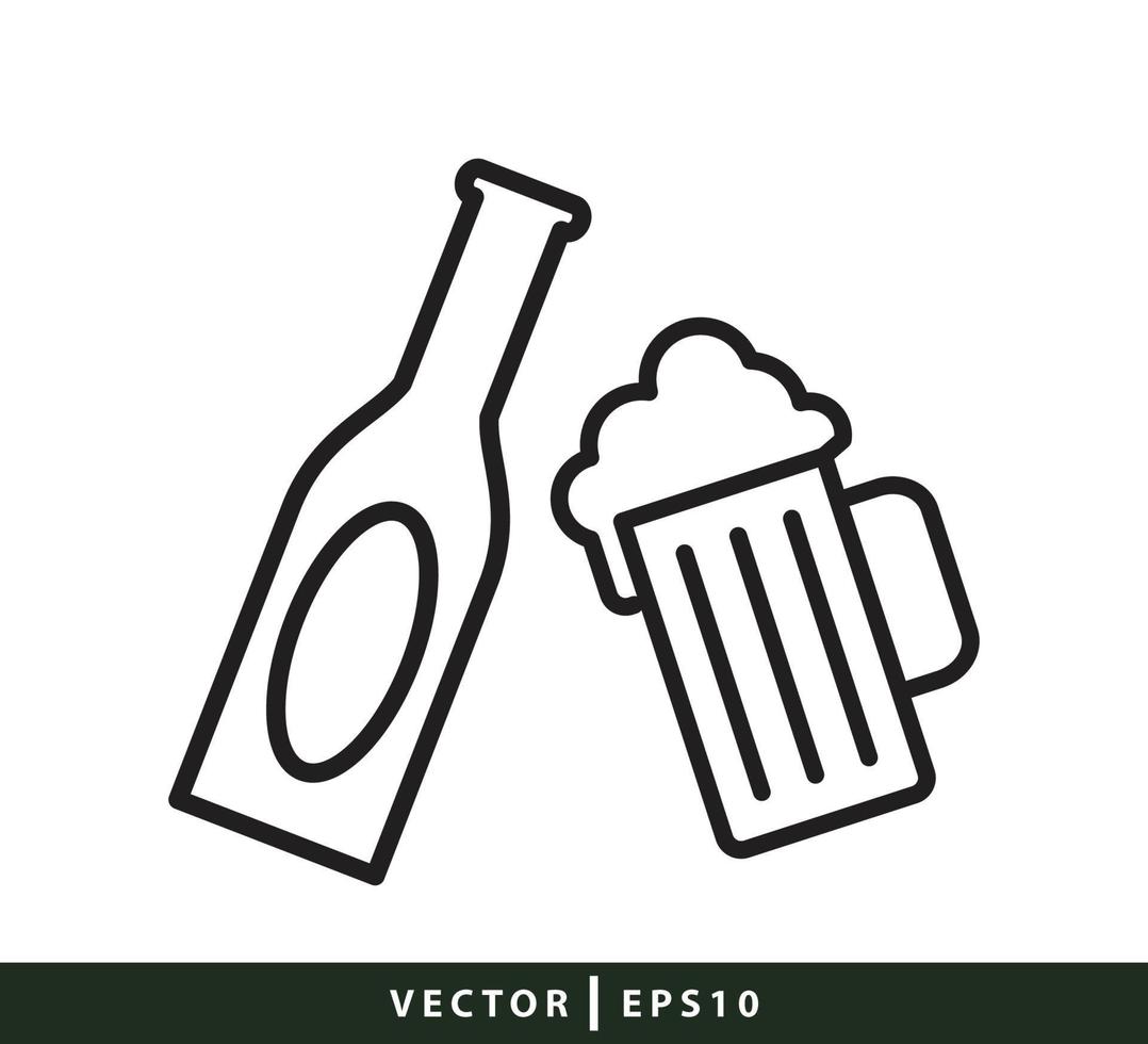 illustration de conception de logo vectoriel icône bouteille et verre