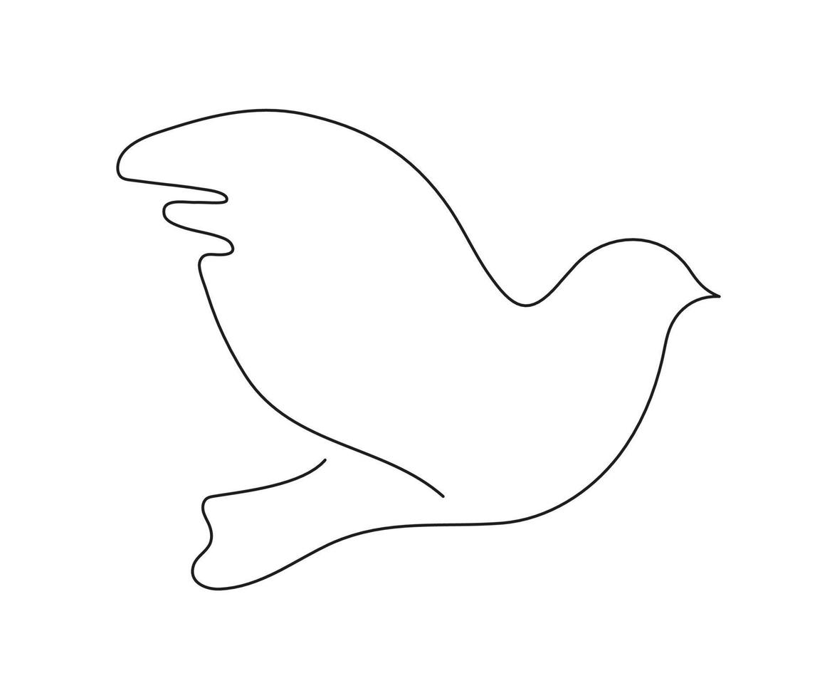 colombe mouche, symbole d'oiseau paix et liberté, un dessin en ligne continue. contour abstrait simple bel oiseau. signe de colombe du monde. illustration vectorielle vecteur