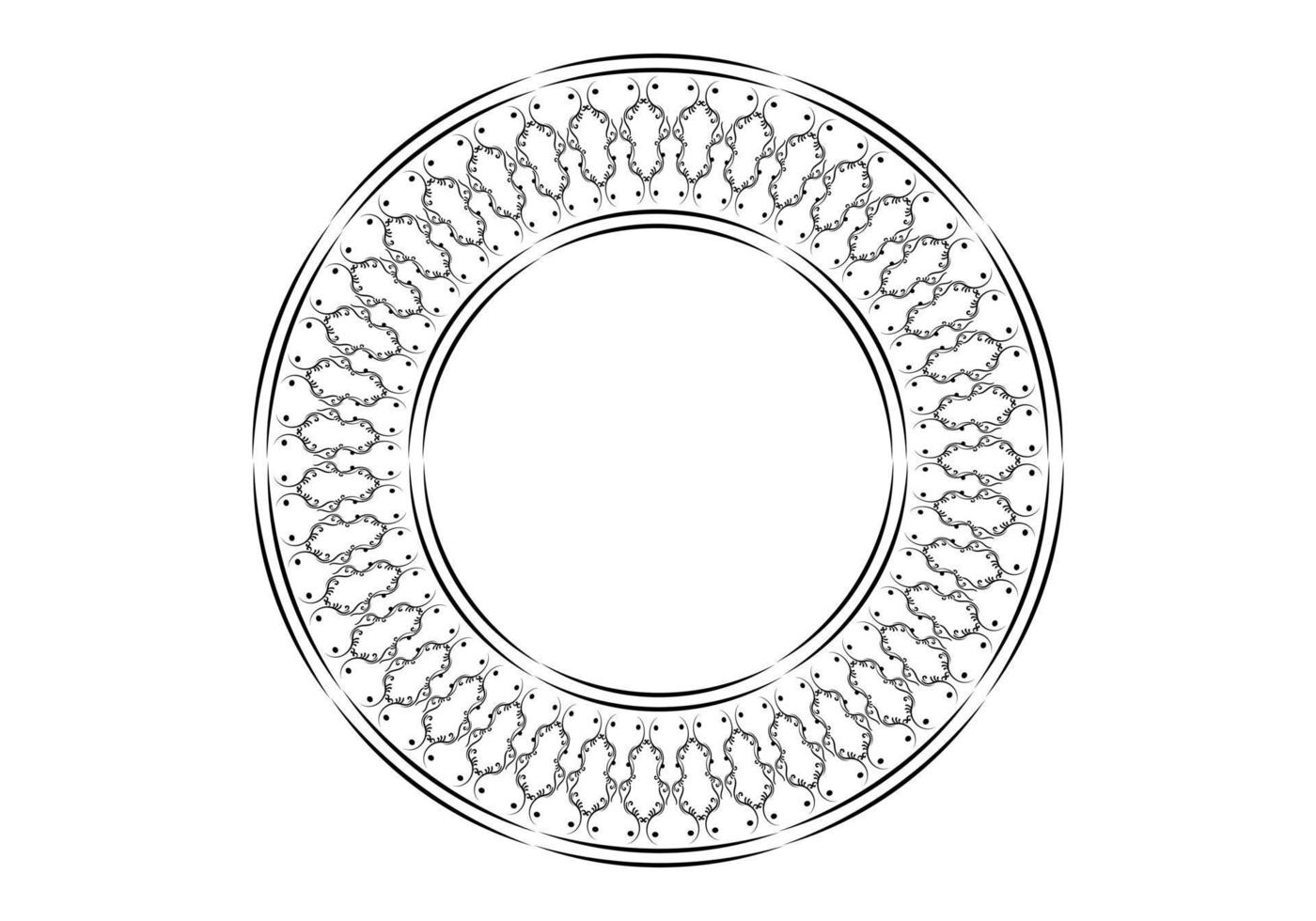 cadre rond décoratif doré pour la conception avec ornement floral. un modèle pour l'impression de cartes postales. vecteur