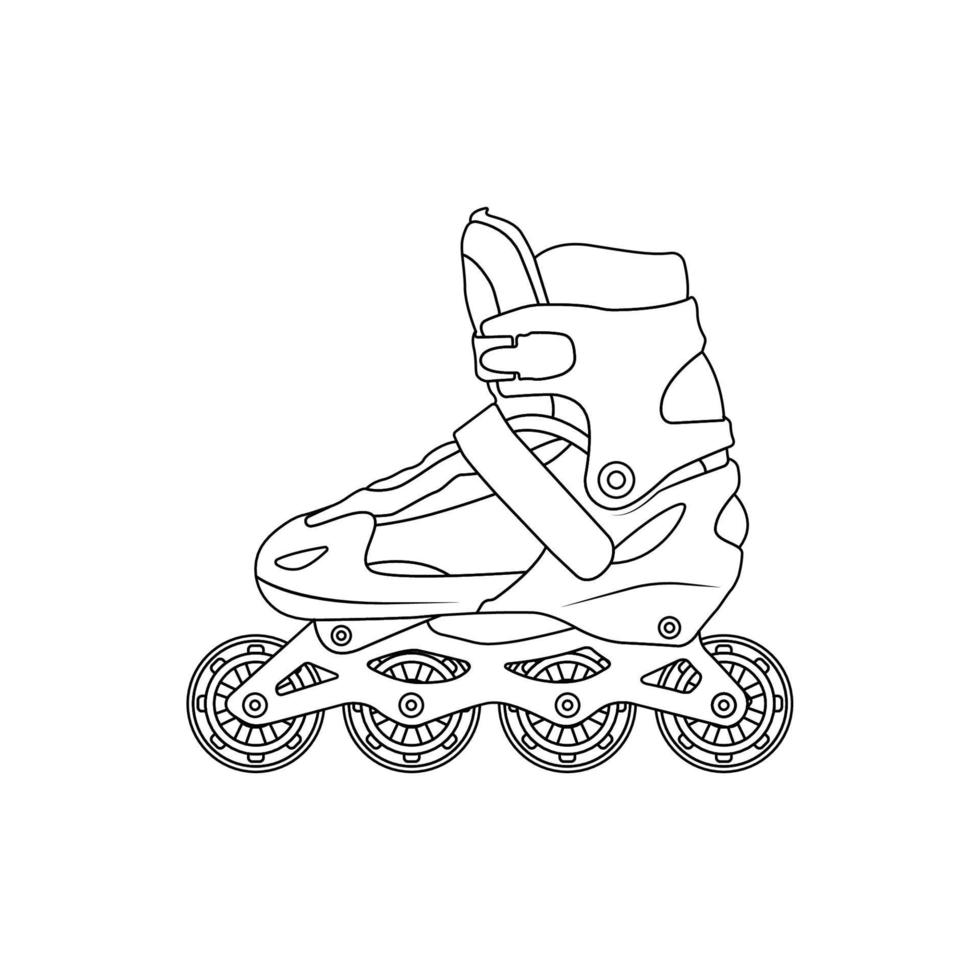 illustration d'icône de contour de patins à roulettes sur fond blanc vecteur