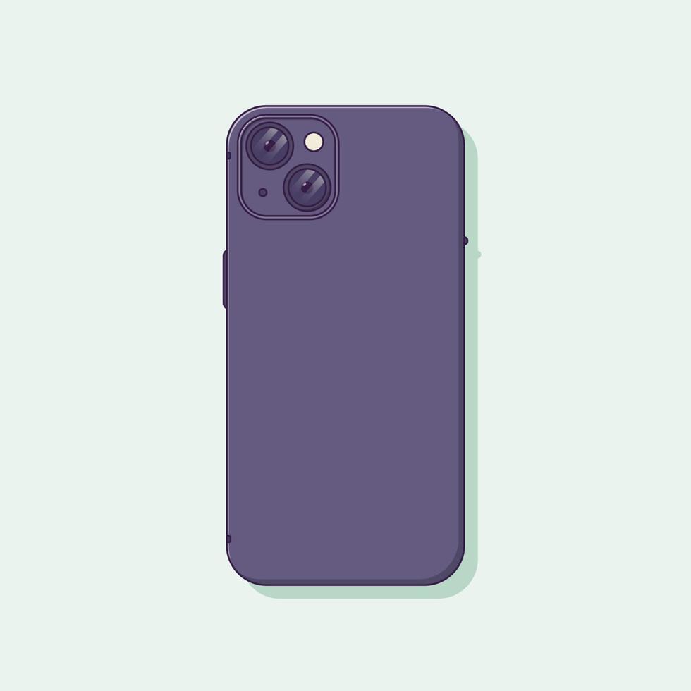 face arrière du smartphone avec illustration de l'icône vectorielle de deux caméras. vecteur de téléphone portable. style de dessin animé plat adapté à la page de destination web, à la bannière, au dépliant, à l'autocollant, au fond d'écran, à l'arrière-plan