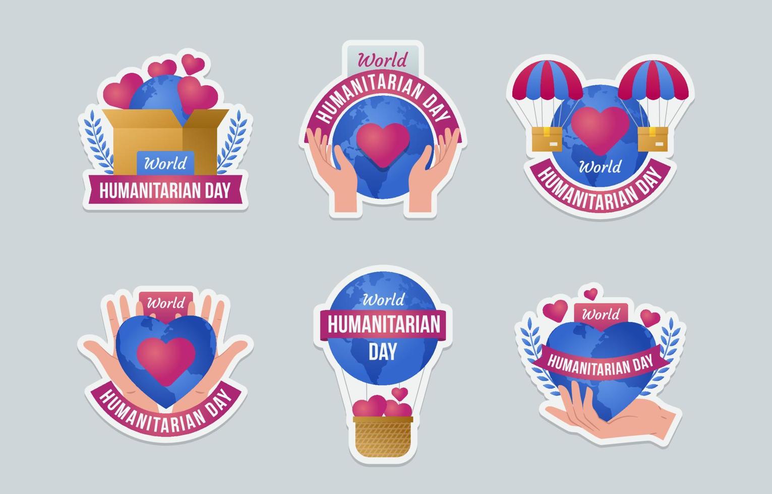 journée humanitaire mondiale stickers vecteur