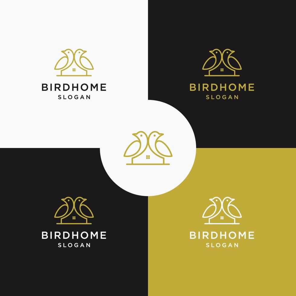 oiseau maison logo icône modèle de conception plate vecteur
