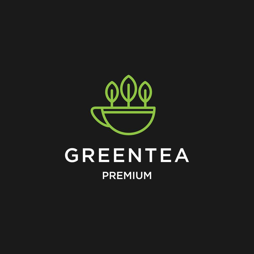 modèle de conception d'icône de logo de thé vert biologique vecteur
