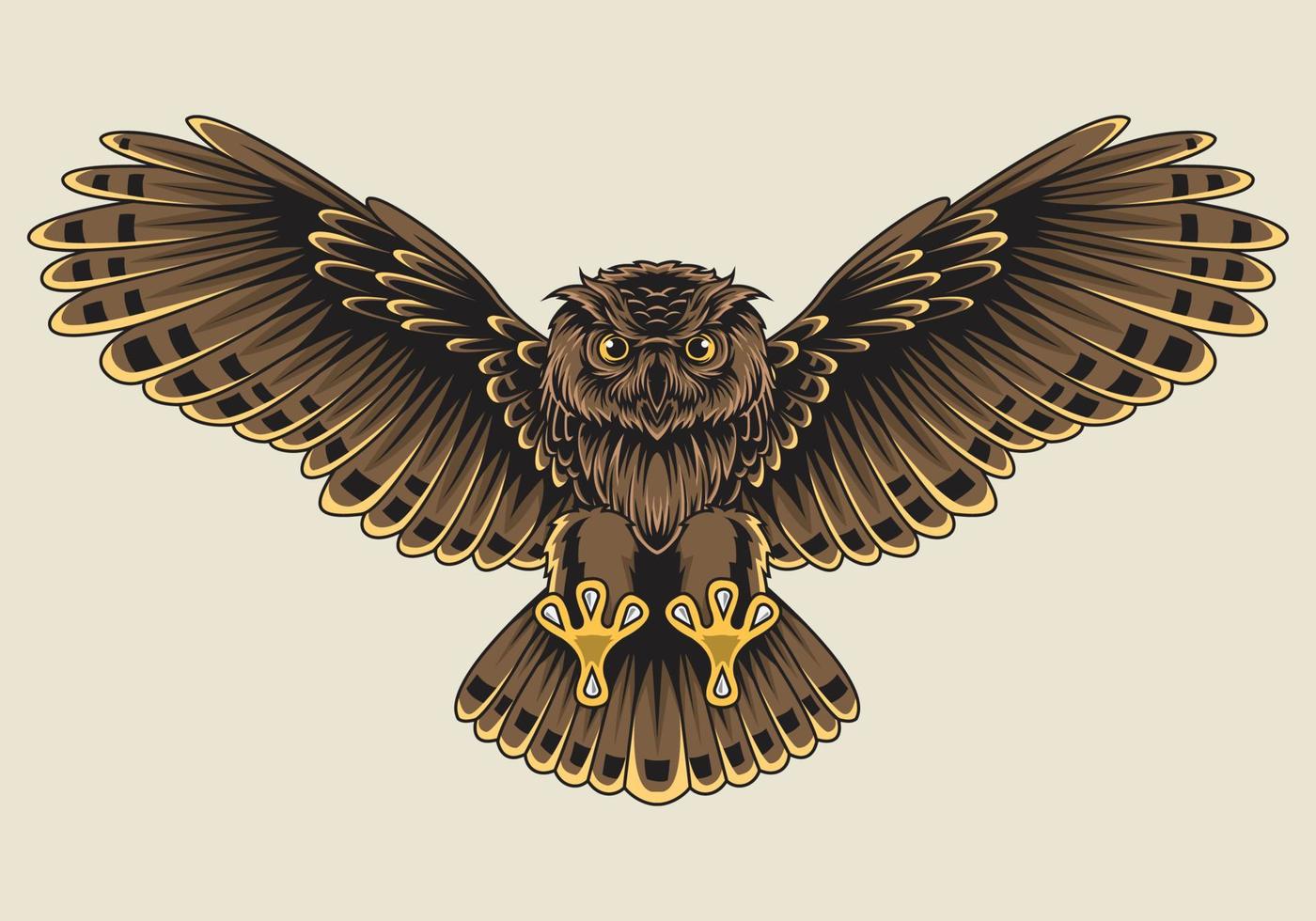 hibou volant avec des images vectorielles de mascotte logo ailes et griffes ouvertes vecteur