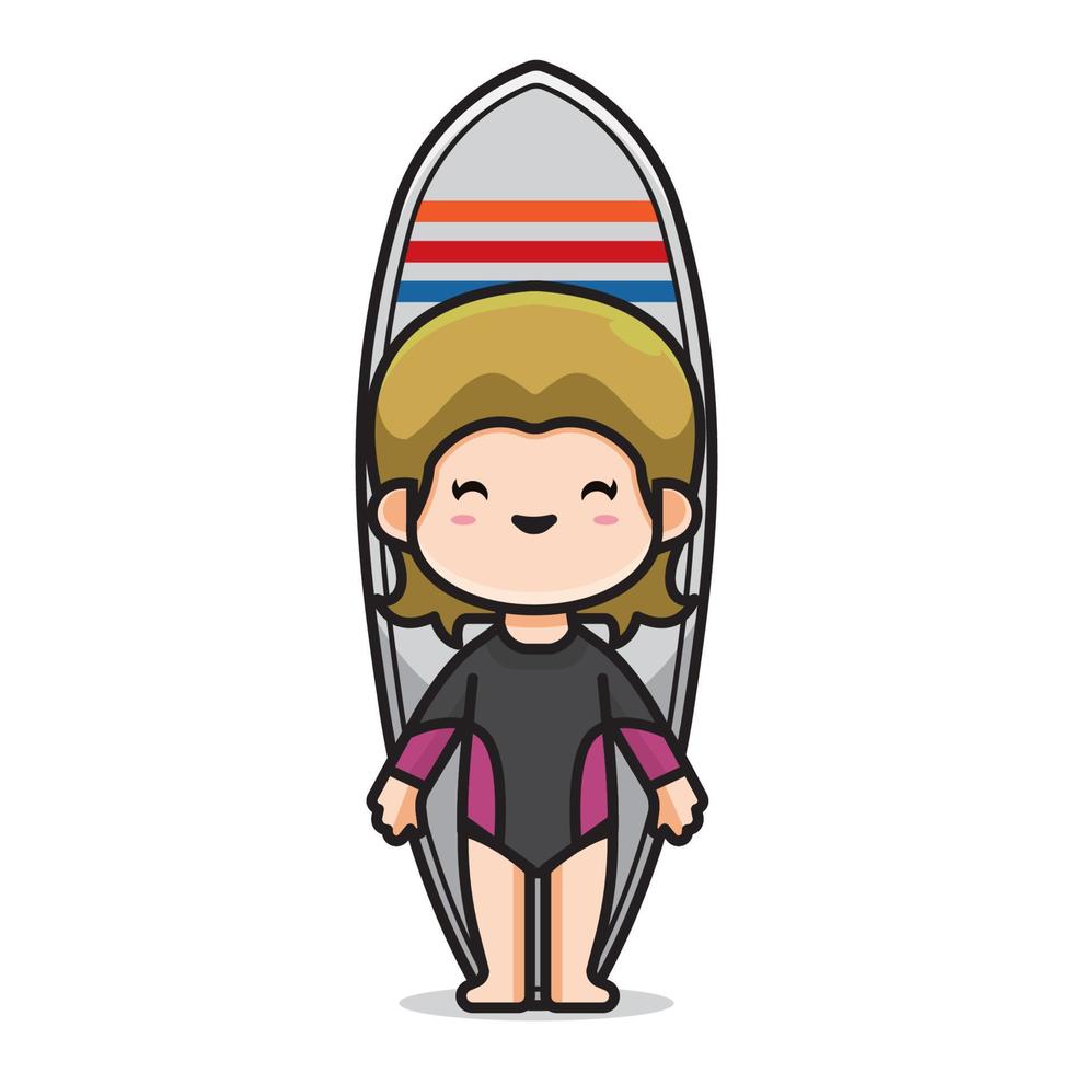 vecteur de fille surfeur mignon