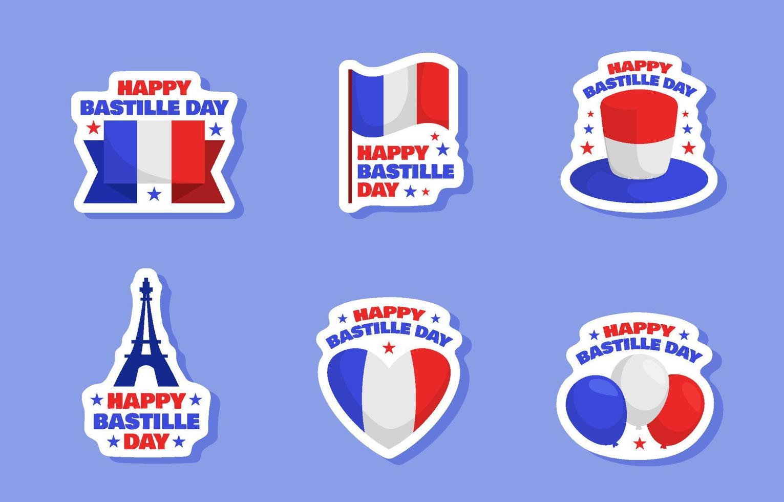 modèle d'autocollant joyeux jour de la bastille vecteur