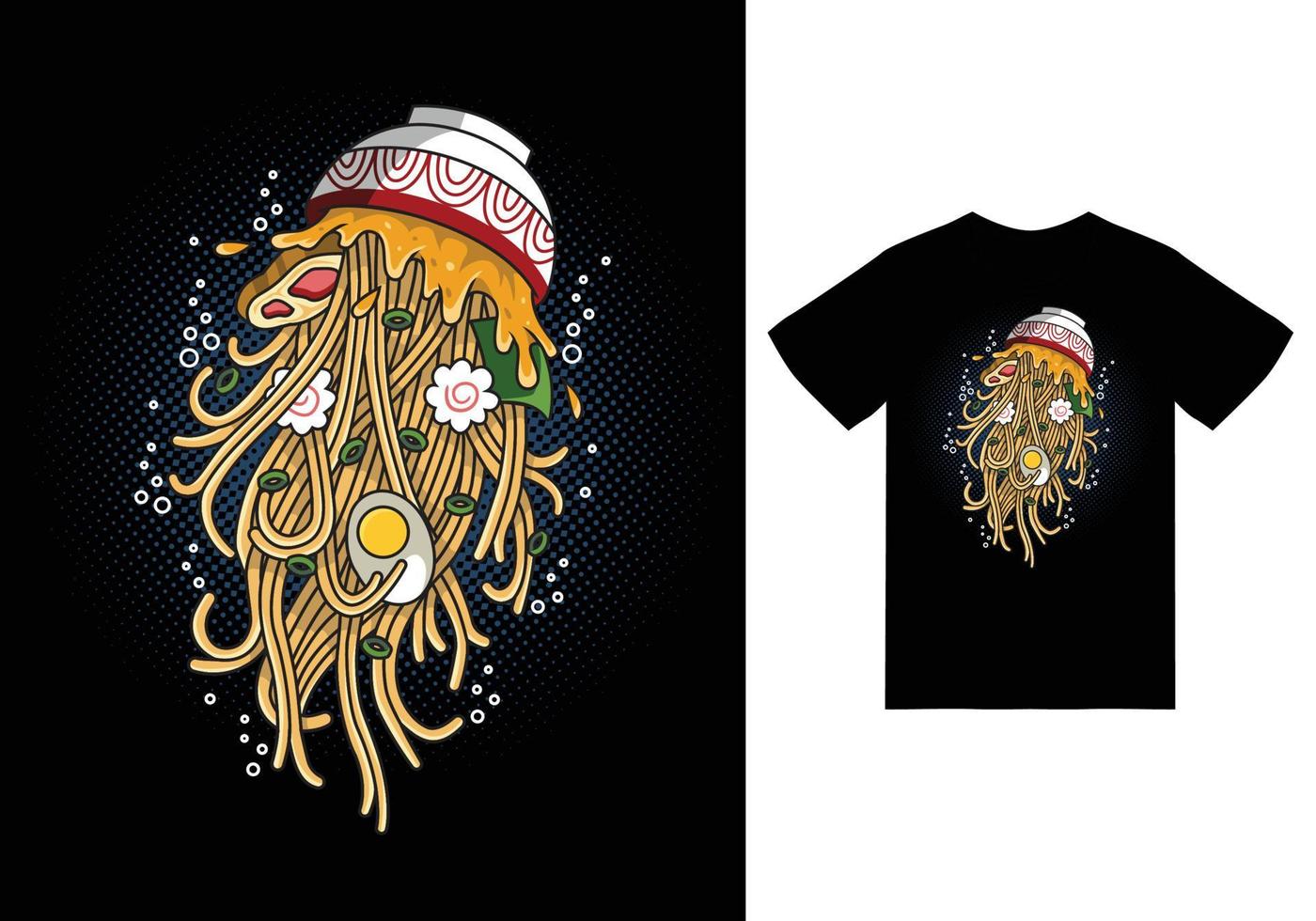 illustration de ramen de méduses avec vecteur premium de conception de tshirt