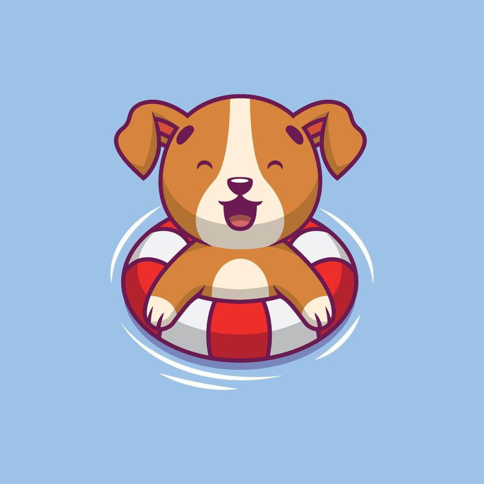 illustration de dessin animé de natation chien mignon vecteur