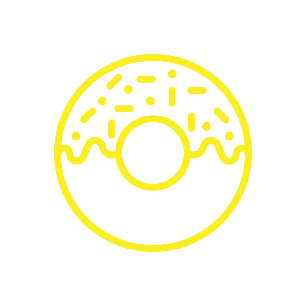 eps10 icône d'art de ligne de beignet vecteur jaune isolé sur fond blanc. symbole de contour de gâteau glacé dans un style moderne et plat simple pour la conception, le logo, le pictogramme et l'application mobile de votre site Web