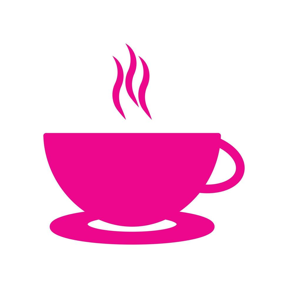 eps10 tasse à café vecteur rose avec icône vapeur chaude ou fumée isolée sur fond blanc. symbole solide de tasse de thé dans un style simple et plat à la mode pour la conception, le logo et l'application mobile de votre site Web