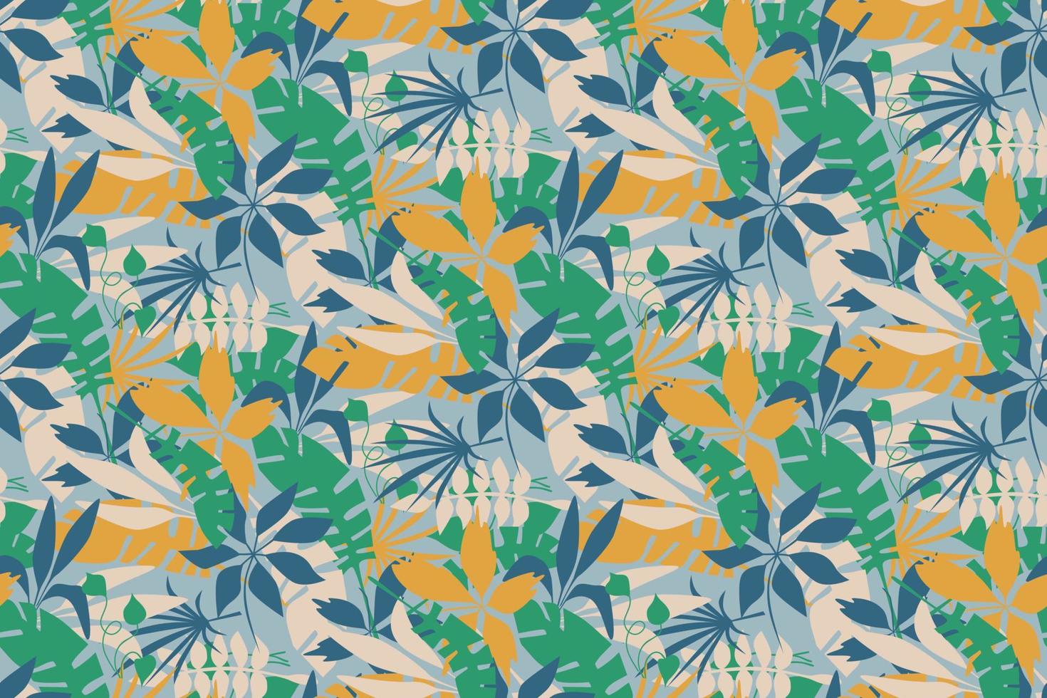 modèle sans couture avec illustration vectorielle de feuilles tropicales dessinées à la main simple vecteur