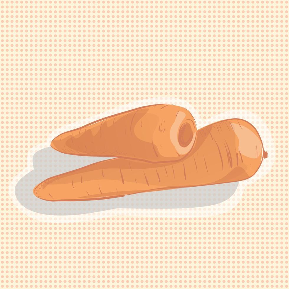 illustration vectorielle de carottes sur fond de pois. croquis dessiné à la main. vecteur