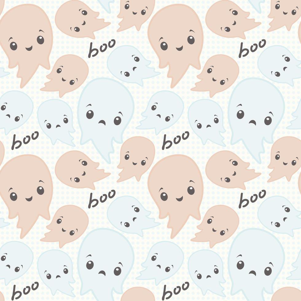 mignon modèle sans couture d'halloween. illustration vectorielle de fantômes kawaii. vecteur