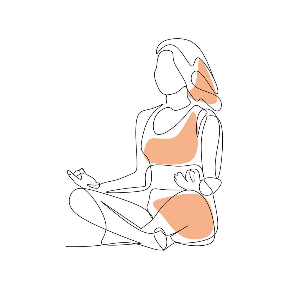 illustration vectorielle d'une femme faisant du yoga dessinée dans un style d'art en ligne vecteur