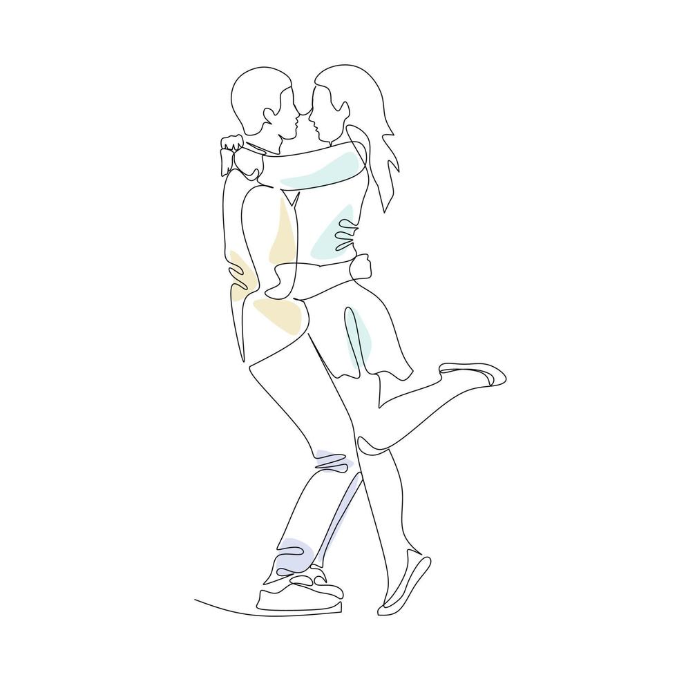 illustration vectorielle de couple amoureux dessiné dans un style d'art en ligne vecteur