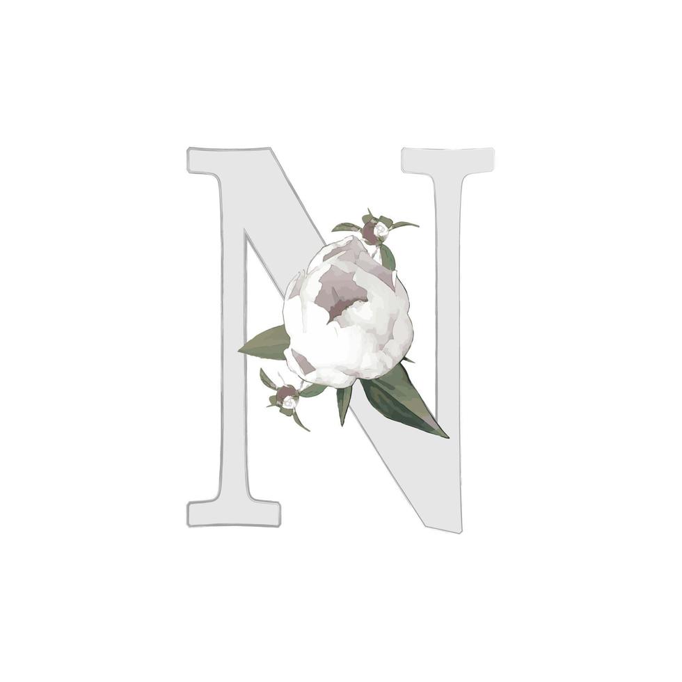 illustration vectorielle d'une lettre ornée d'un bouquet de pivoines vecteur