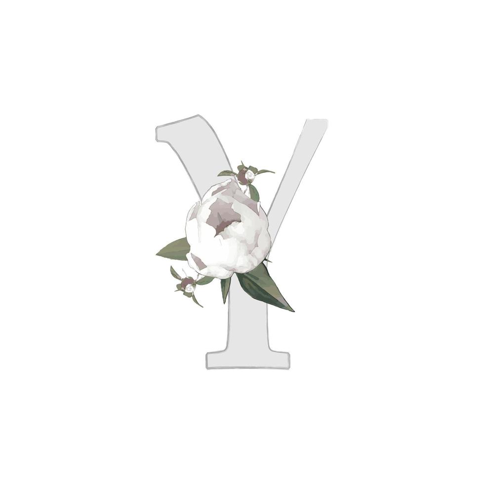 illustration vectorielle d'une lettre ornée d'un bouquet de pivoines vecteur
