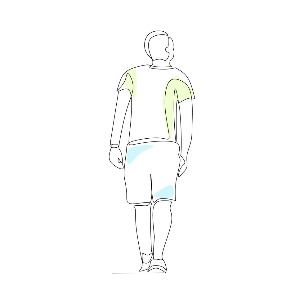 illustration vectorielle d'un homme qui marche dessiné dans un style d'art en ligne vecteur