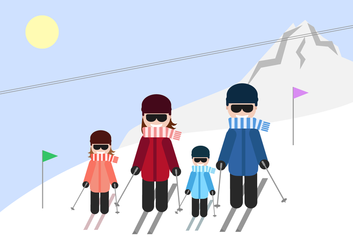 Vector de ski familial gratuit