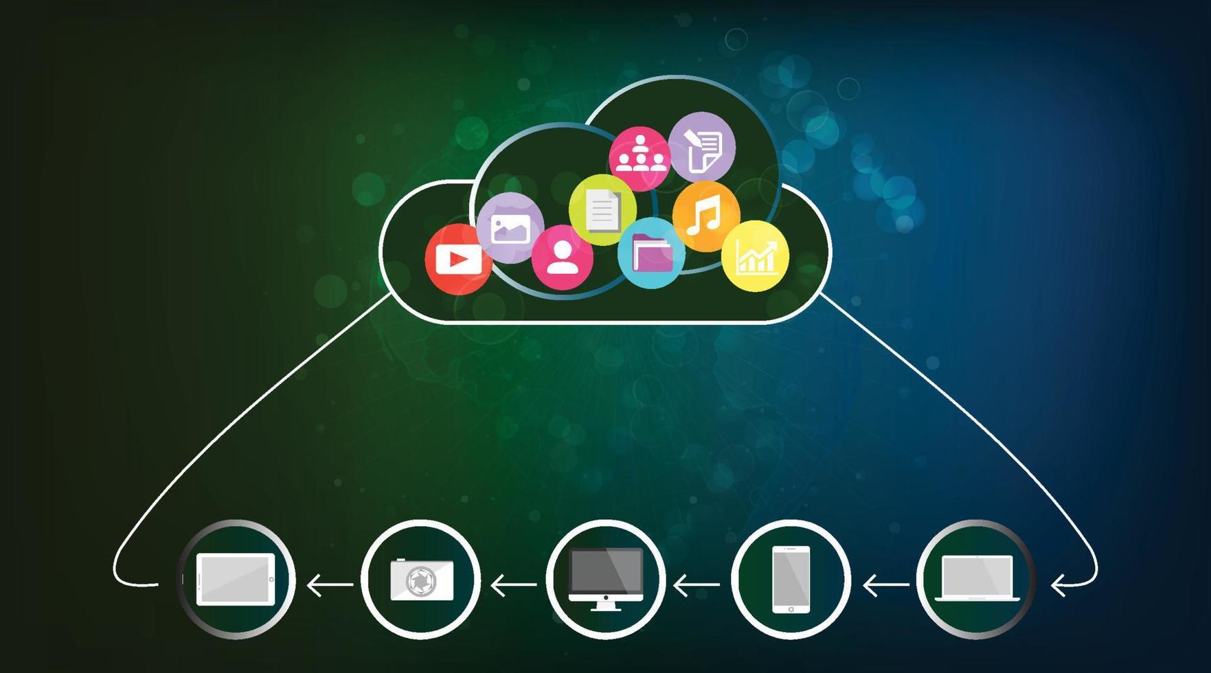 concept de cloud computing dans un concept de cloud computing.vector illustrateur vecteur