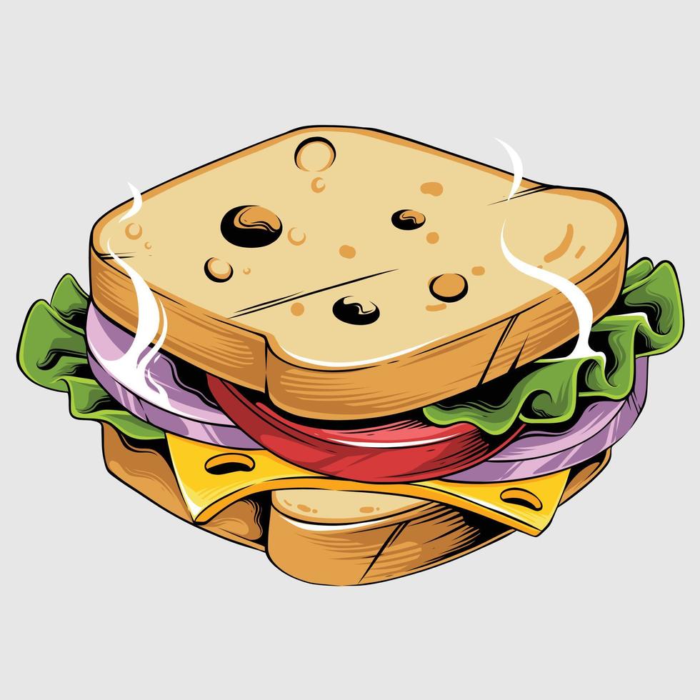 sandwich pour le dessin du petit déjeuner vecteur