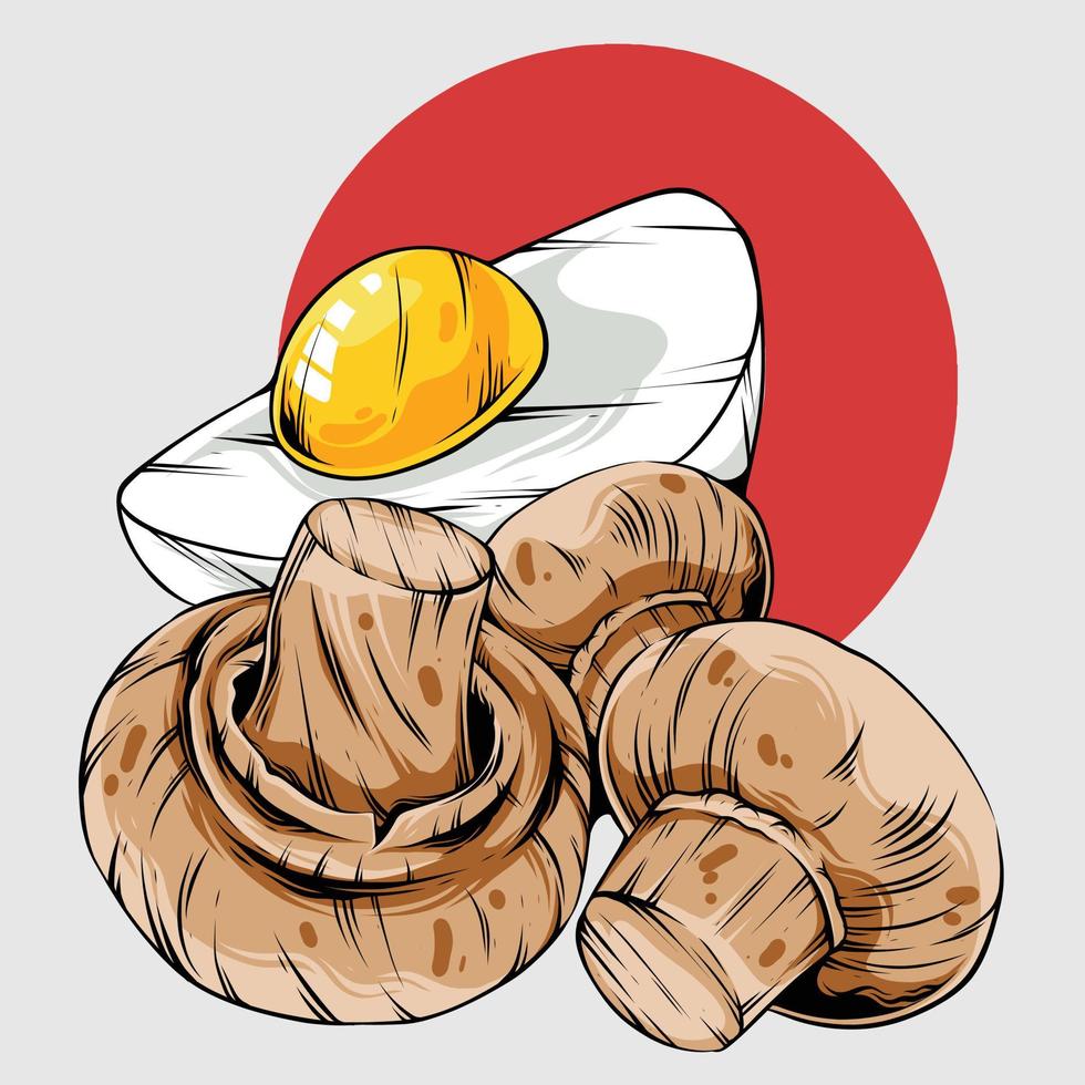 délicieux oeuf avec illustration de champignon vecteur