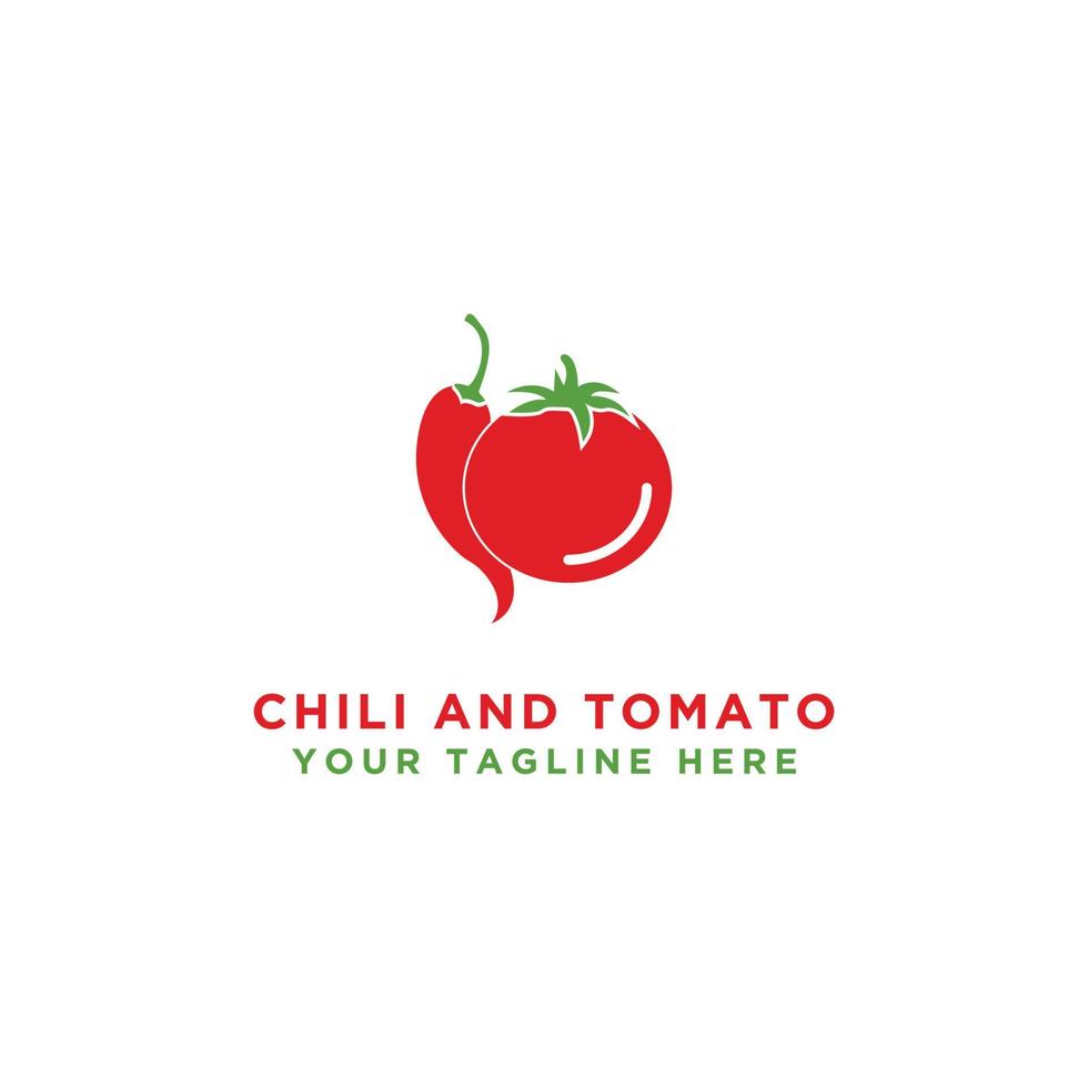 logo de conception de tomates et de piments. légumes isolés. illustration vectorielle. vecteur
