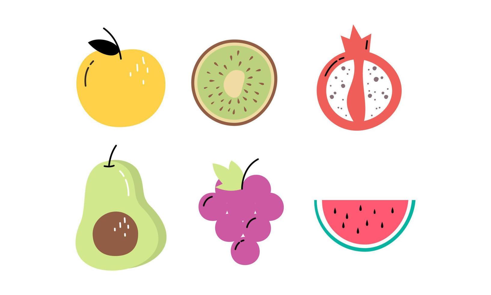 fruits tropicaux doodle vecteur plat