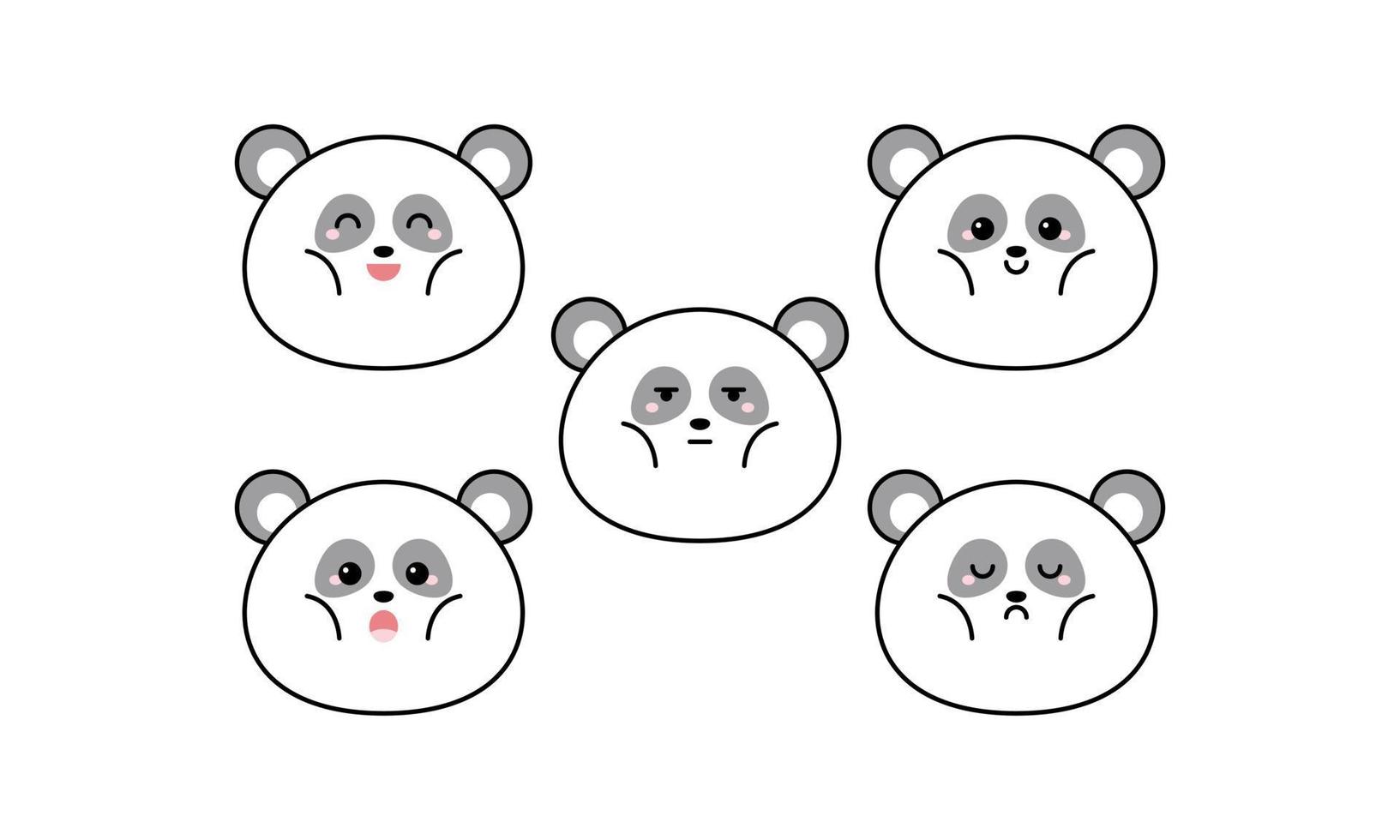 panda mignon avec de nombreuses expressions vecteur