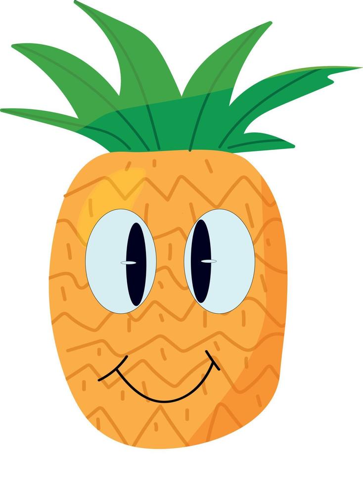 personnage mignon d'ananas avec de grands yeux vecteur