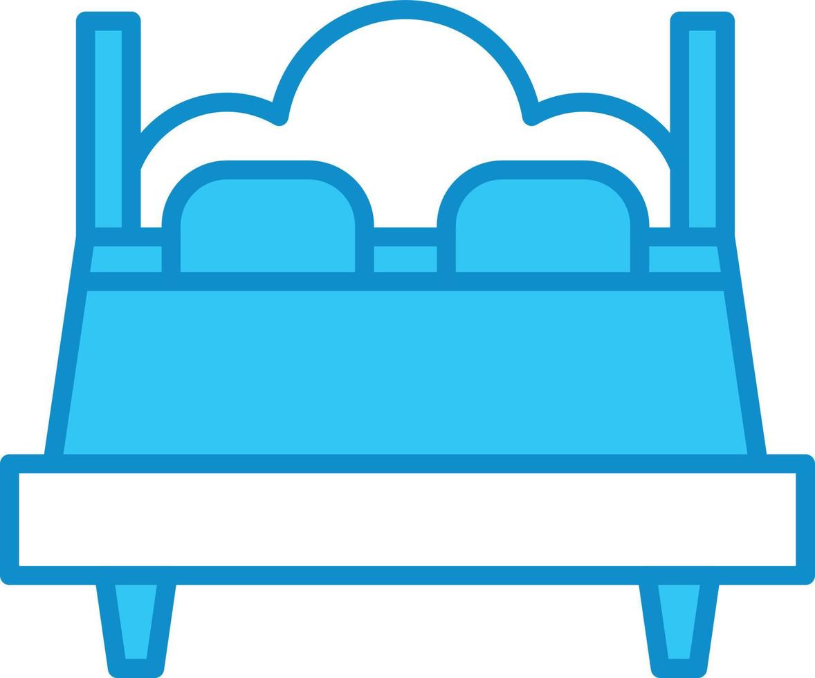 ligne de lit d'hôtel remplie de bleu vecteur