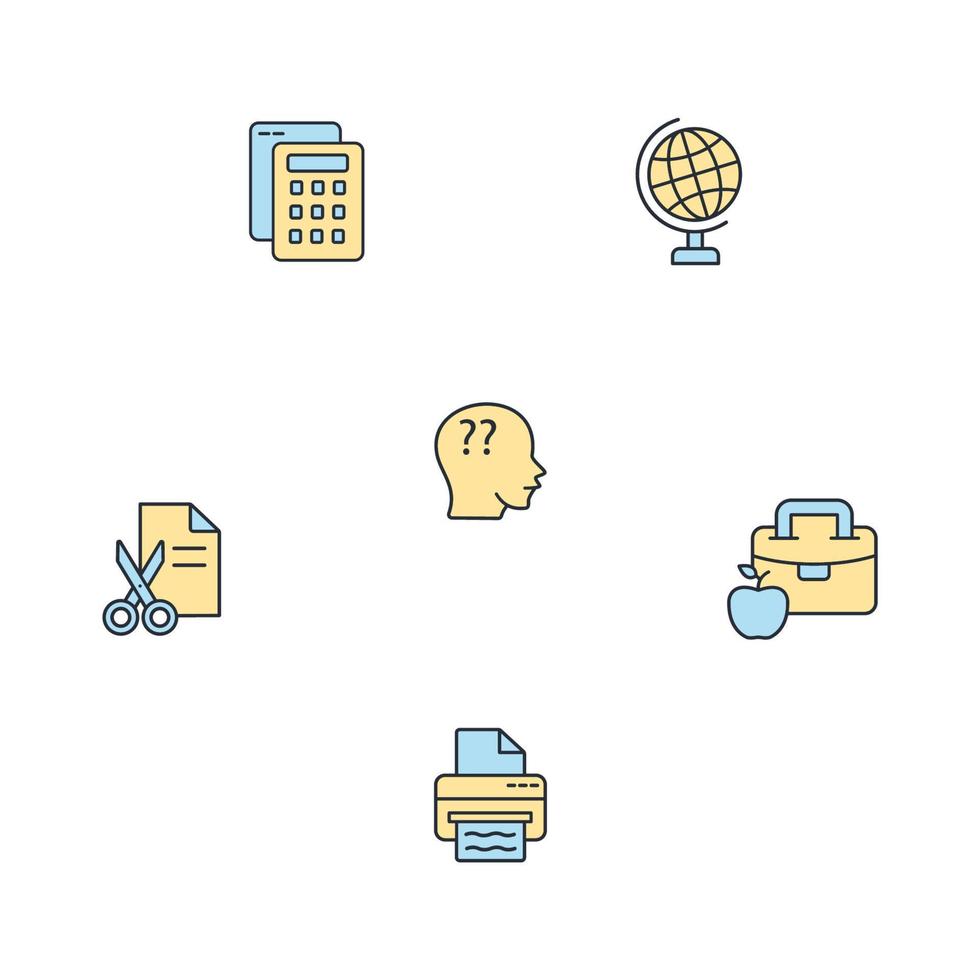 jeu d'icônes de fournitures scolaires. fournitures scolaires pack symbole éléments vectoriels pour le web infographique vecteur